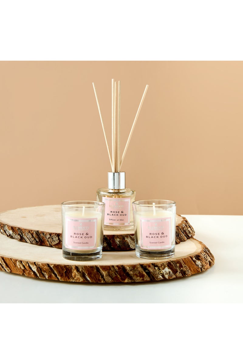 LIFESTYLE مجموعة هدايا معطر الهواء بالعود الوردي والأسود و شمعة في وعاء - Image 2